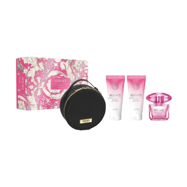 Versace Bright Crystal Absolu Set cadou pentru femei Volum 90 ml EDP + 100 ml loțiune de corp + 100 ml gel de duș + geantă de toaletă