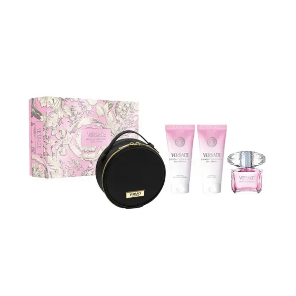 Versace Bright Crystal Set cadou pentru femei Volum 90 ml EDT + gel de duș 100 ml + loțiune de corp 100 ml + trusă de toaletă