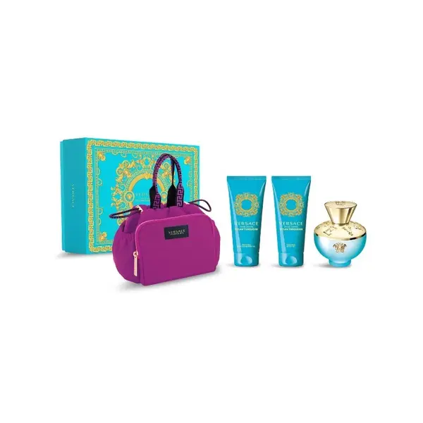 Versace Dylan Turquoise Set cadou pentru femei Volum 100 ml EDT + 100 ml loțiune de corp + 100 ml gel de duș + trusă de toaletă
