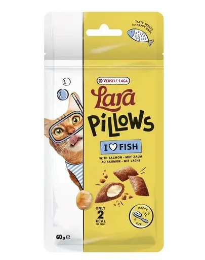 VERSELE-LAGA Lara Snack Pillows with Salmon Happy Fur 60g gustare pisici, susține blana sănătoasă