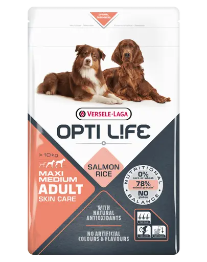 VERSELE-LAGA Opti Life Adult Skin Care Medium&Maxi hrana uscata caini adulti cu sensibilitati ale pielii, talie medie/mare 12,5 kg