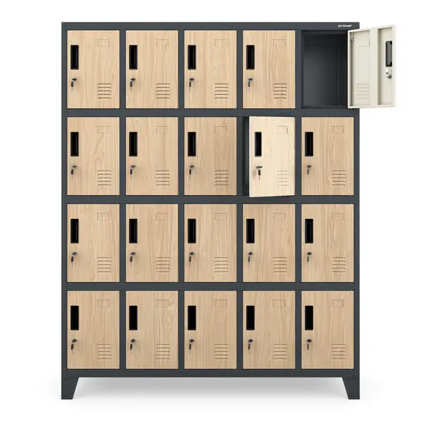 Vestiar SSM antracit / stejar sonoma: Eco Design ROBERT, 1360 x 1720 x 450 mm Dulap social BHP cu compartimente antracit / stejar sonoma, 1360x1720x450 mm: ROBERT Eco Design
