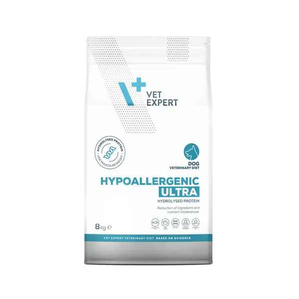 Vet Expert Hypoallergenic Ultra - Hrană uscată hidrolizată pentru alergii severe, 8 kg