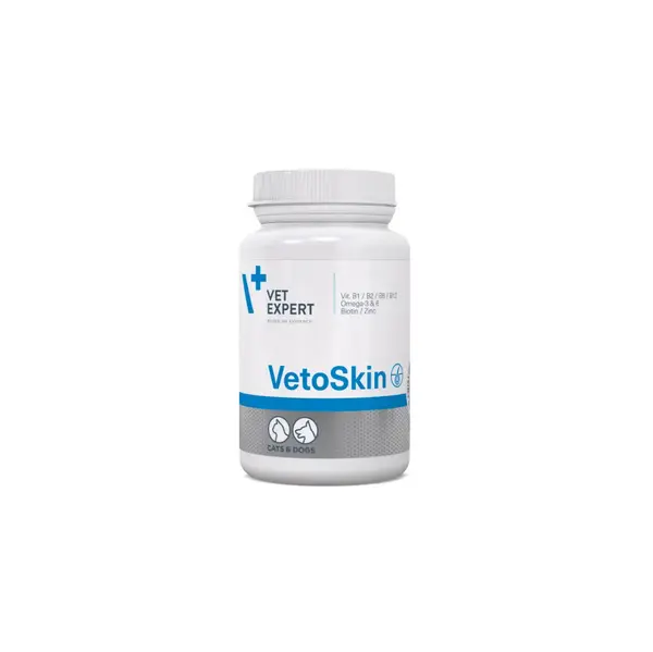 VET EXPERT VetoSkin 300mg, supliment piele & blană câini, capsule VET EXPERT VetoSkin 300mg, XS-XL, supliment piele & blană câini și pisici, flacon, 90 capsule