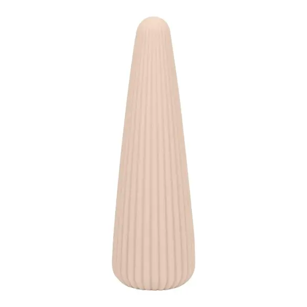 Vibrator DREAMTOYS Nude Zina, în formă de con, cu striații verticale, 10 funcții de vibrație, lungime 12.5 cm, crem