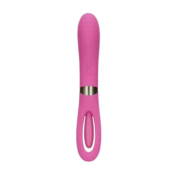 Vibrator dublu LOVELINE Double-Sided Flapping and G-Spot Vibrator, cu funcție de lovituri ritmice, 20 funcții de vibrație, roz