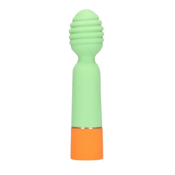 Vibrator LOVELINE Ribbed Mini Vibrator with USB Charger, cu striații pentru stimulare versatilă, 10 funcții de vibrație, 12.2 cm, verde