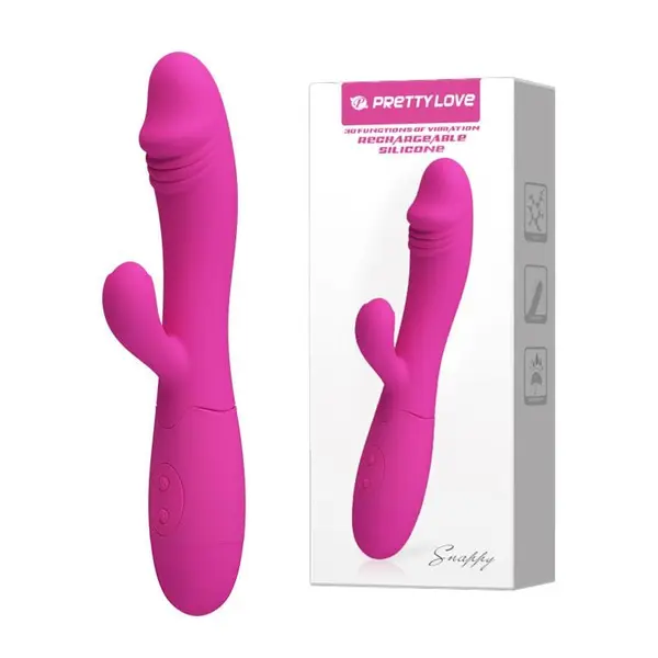 Vibrator PrettyLove - Snappy Rechargeble, cu 30 de funcții de vibrație, silicon, roz, 19,5 cm