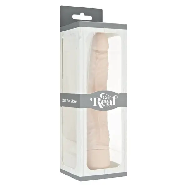 Vibrator realist GET REAL – Classic Slim Skin, design subțire și curbat, vibrații reglabile, silicon, 20.7 cm, culoare naturala