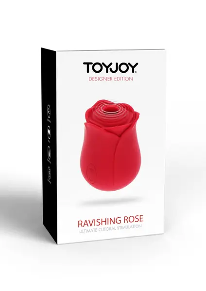 Vibrator ToyJoy - Ravishing Rose, cu unde de aer, 10 moduri de presiune, rosu