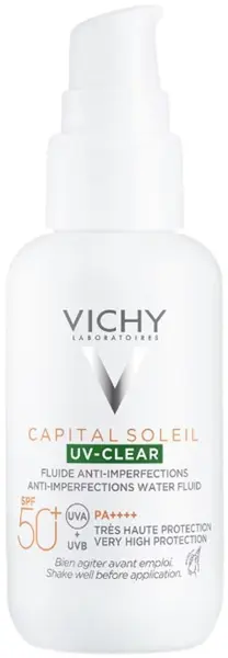 Vichy Capital Soleil Fluid facial cu protecție solară UV-Clear, SPF50+, 40 ml