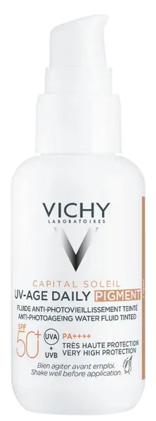 Vichy Capital Soleil Fluid tonifiant de zi pentru față UV-Age Daily Pigment, SPF50+, 40 ml