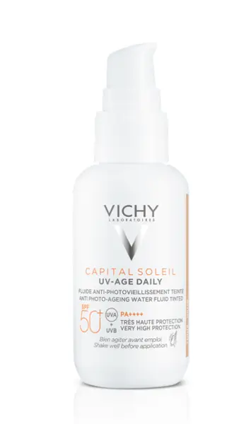 Vichy Capital Soleil UV-AGE Daily Fluid Colorat Teinte Tinted, nuanta deschisa medie SPF50 40 ml