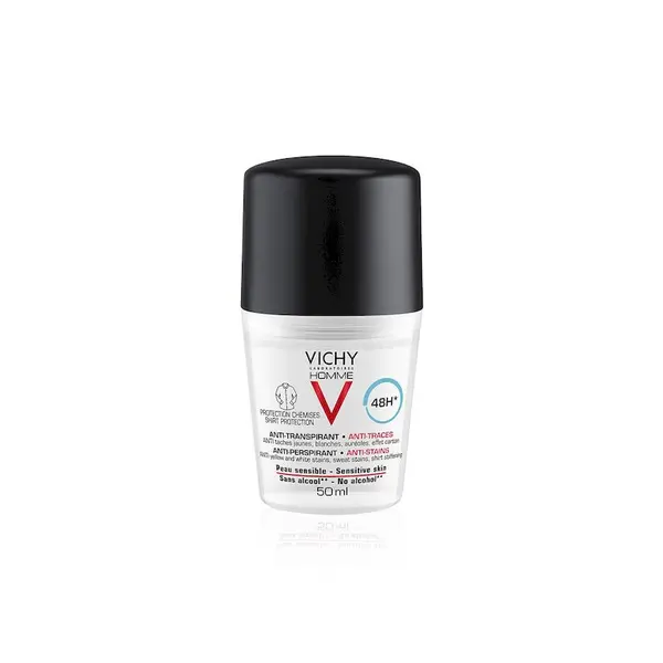 Vichy Homme Deodorant roll-on antiperspirant pentru barbati 48h anti-urme | 50 ml