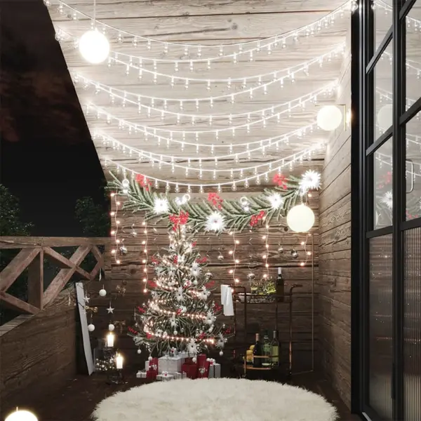 Vidalxl ghirlanda luminoasa, 200 led-uri, alb rece, 8 functii, 20 m