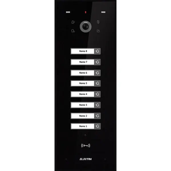 Videointerfon de exterior Electra VPU.08F03.ELBTL, 8 familii, 800 LTV, RFID, incastrat, negru