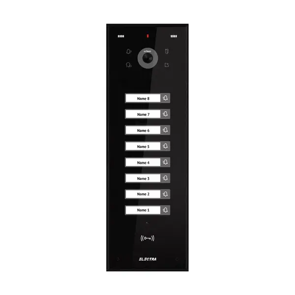 Videointerfon de exterior Electra VPU.08S03.ELBTL, 8 familii, 800 LTV, RFID, aparent, negru
