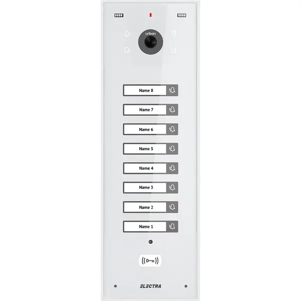 Videointerfon de exterior Electra VPU.08S03.ELWTL, 8 familii, 800 LTV, RFID, aparent, alb