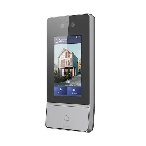 Videointerfon de exterior IP WiFi Hikvision HiLook DP9-WP, 2x2MP, IR 3 m, display 4.3 inch, aparent, autentificare prin card/PIN/recunoastere faciala, PoE