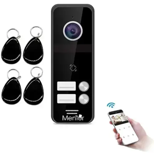 VideoInterfon Smart wireless WiFi Mentor SY061 Full-HD 2MP IR IP65 acces 2 familii Aplicatie/Card/Buton