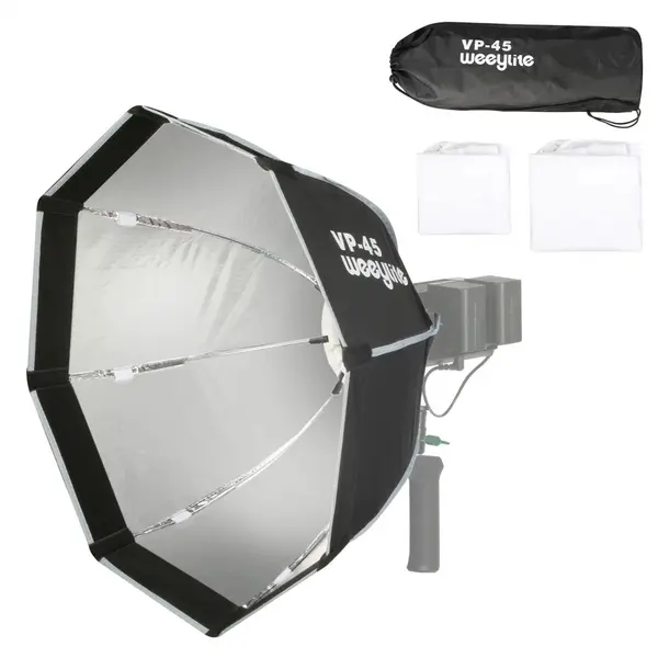 Viltrox Weeylite VP-45 Softbox Octogonal 60cm, Montura Miniport, Doi Difuzori, Interior Argintiu, Husa de Transport