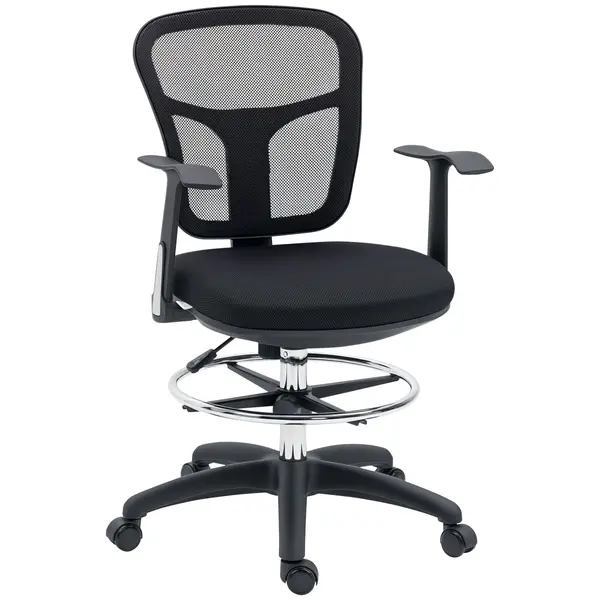 Vinsetto Fauteuil de birou scaun din plasă scaun de birou cu șezut înalt reglabil cu suport de picioare rotativ la 360 ° | Aosom Romania