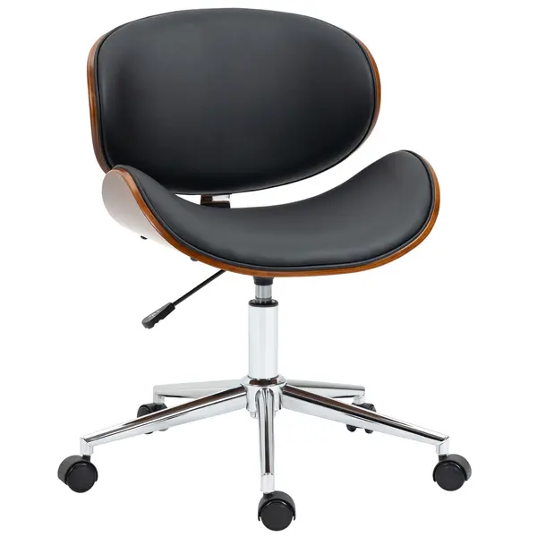 Vinsetto Scaun de birou design vintage înălțime reglabilă pivotant 360° lemn de plop înveliș sintetic 53 x 53 x 77-87 cm | Aosom Romania