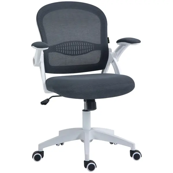 Vinsetto Scaun de Birou Ergonomic cu Spătar din Plasă și Scaun Căptușit, Înalțime Reglabilă, 65,5x61,5x88-97,5 cm, Gri | Aosom Romania