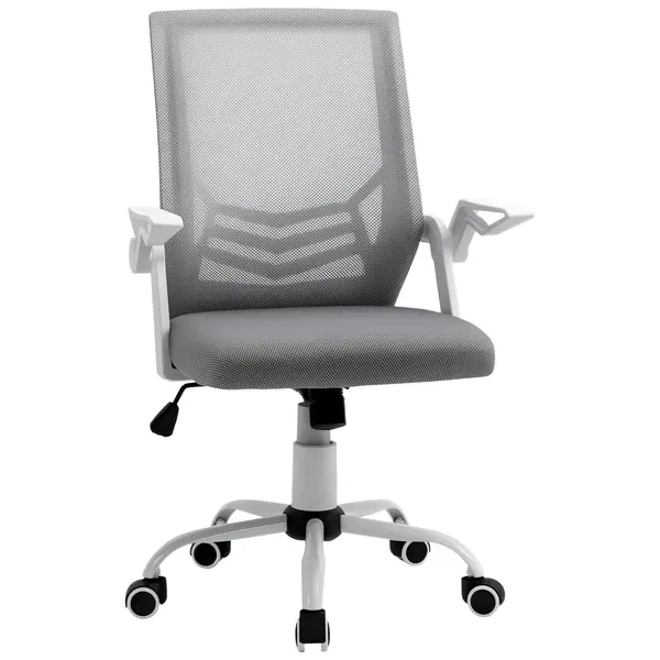 Vinsetto Scaun de Birou Ergonomic cu Suport Lombar din Țesătură, Gri | Aosom Romania