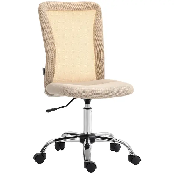 Vinsetto Scaun de birou ergonomic înălțime reglabilă picior cromat rotativ 360° îmbrăcăminte material textil bej | Aosom Romania