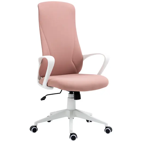 Vinsetto Scaun de birou ergonomic și căptușit, cu înălțime ajustabilă și balans, 62x56x110-119,5 cm, roz | Aosom Romania