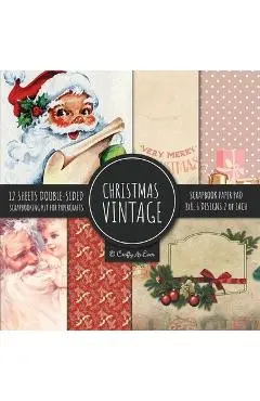 Vintage Christmas Scrapbook Paper Pad 8x8 Scrapbooking Kit for Papercrafts, Cardmaking, DIY Crafts, Holiday Theme, Retro Design - Crafty As Ever