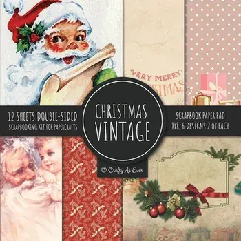 Vintage Christmas Scrapbook Paper Pad 8x8 Scrapbooking Kit for Papercrafts, Cardmaking, DIY Crafts, Holiday Theme, Retro Design/***