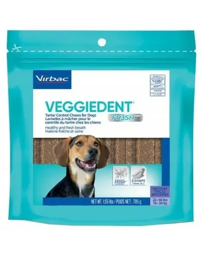 VIRBAC Veggiedent Fresh M (10-30 kg) Recompense caini pentru igiena orala 15 buc.