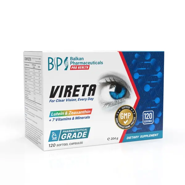 Vireta BP – Supliment pentru Acuitate Vizuală și Sănătatea Ochilor, Efect Antioxidant, 120 caps