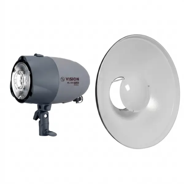 Visico Kit Studio Visico – Blit VL-300 II PLUS 300W + Beauty Dish RF-405C 40.5cm (Negru/Alb)