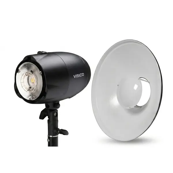 Visico Kit Visico RF-405C Beauty Dish Bowens 40.5cm (Gri/Alb) + Blit Visico VL-200 II PLUS 200W