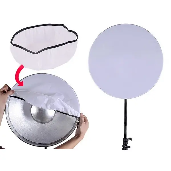 Visico Kit Visico RF-405C Beauty Dish Bowens 40.5cm (Gri/Alb) + Difuzie Frontala DF-405 pentru Blituri Studio