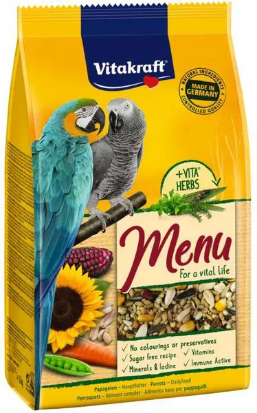 VITAKRAFT Menu VITAL cu Ierburi, Hrană pentru papagali mari 1kg