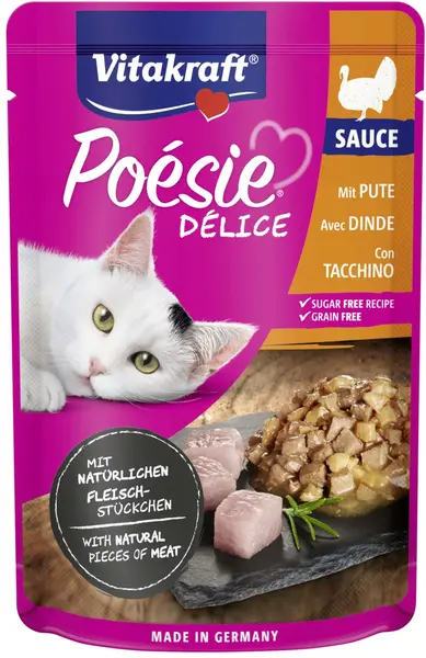 VITAKRAFT Poesie Delice Sauce Plic pentru pisici, cu Piept de Curcan în Sos 85g