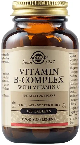 Vitamin B-Complex with Vitamin C, 100 tablete, Solgar