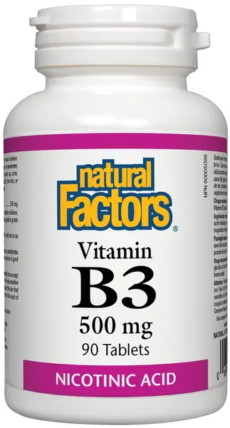 Vitamin B3, 500 mg, 90 tablete, Natural Factors