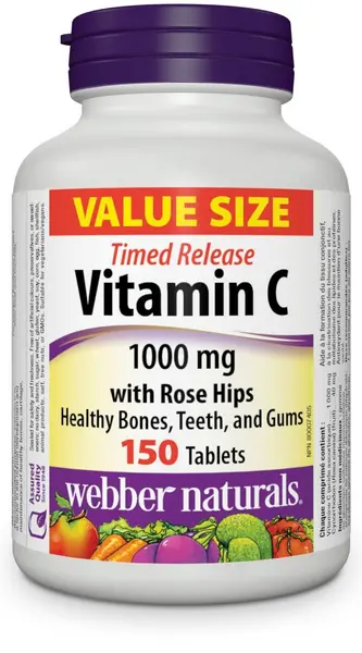 Vitamin C with Rose Hips, 150 tablete, Webber Naturals