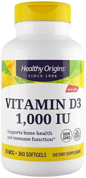VItamin D3, 1000 IU, 360 capsule gelatinoase moi, Healthy Origins