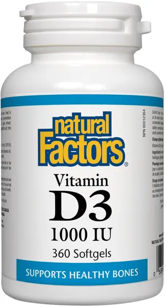 Vitamin D3, 1000 IU, 360 capsule, Natural Factors