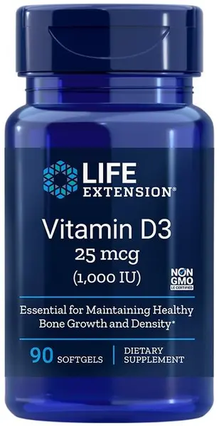 Vitamin D3, 1000 IU, 90 capsule gelatinoase moi, Life Extension