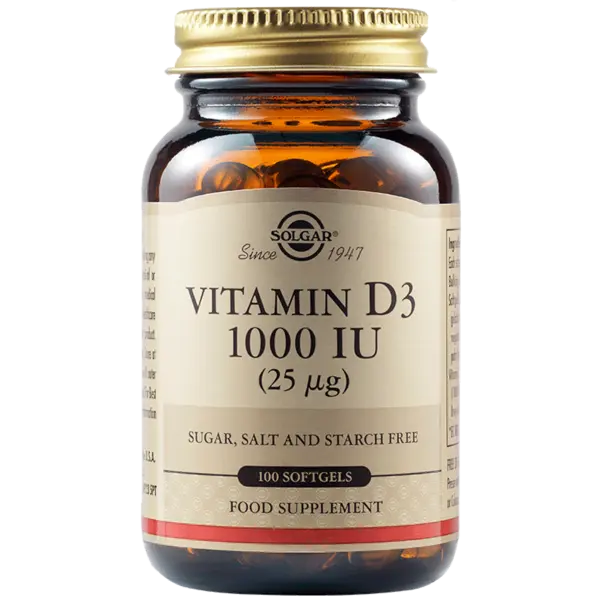 Vitamin D3 1000UI 25mcg, 100 capsule, Solgar