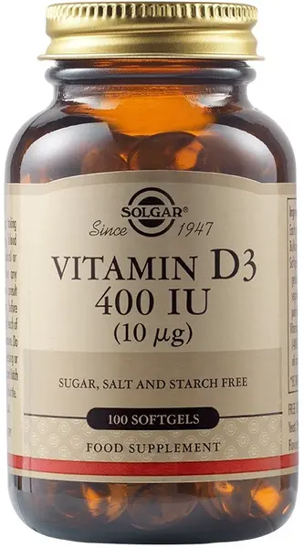 Vitamin D3, 400 IU, 100 capsule moi, Solgar