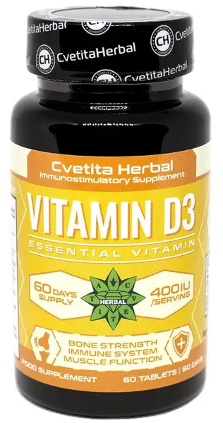 Vitamin D3, 400 IU, 60 tablete, Cvetita Herbal
