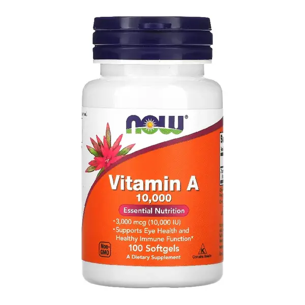 Vitamina A, 10,000 UI, 100 gelule moi, Now Foods